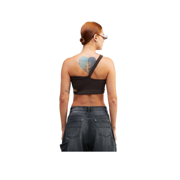 ONE SHOULDER RIBBED TOP - BROW - Imagen 2
